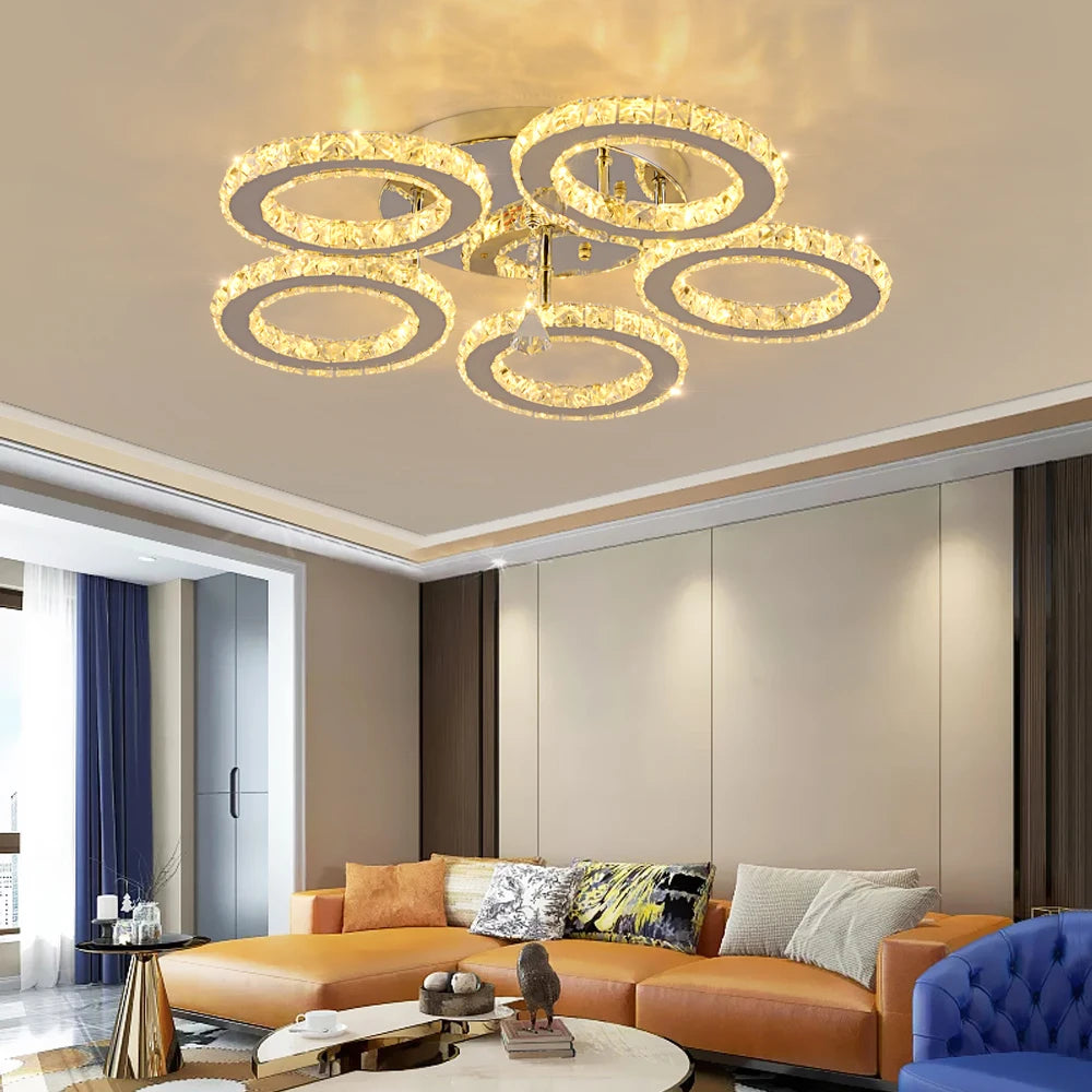 Modern Luxury Ceiling Crystal Chandelier Decoration Home Furniture Living Room Hanging Ceiling Lamp Kitchen Light Led Lighting