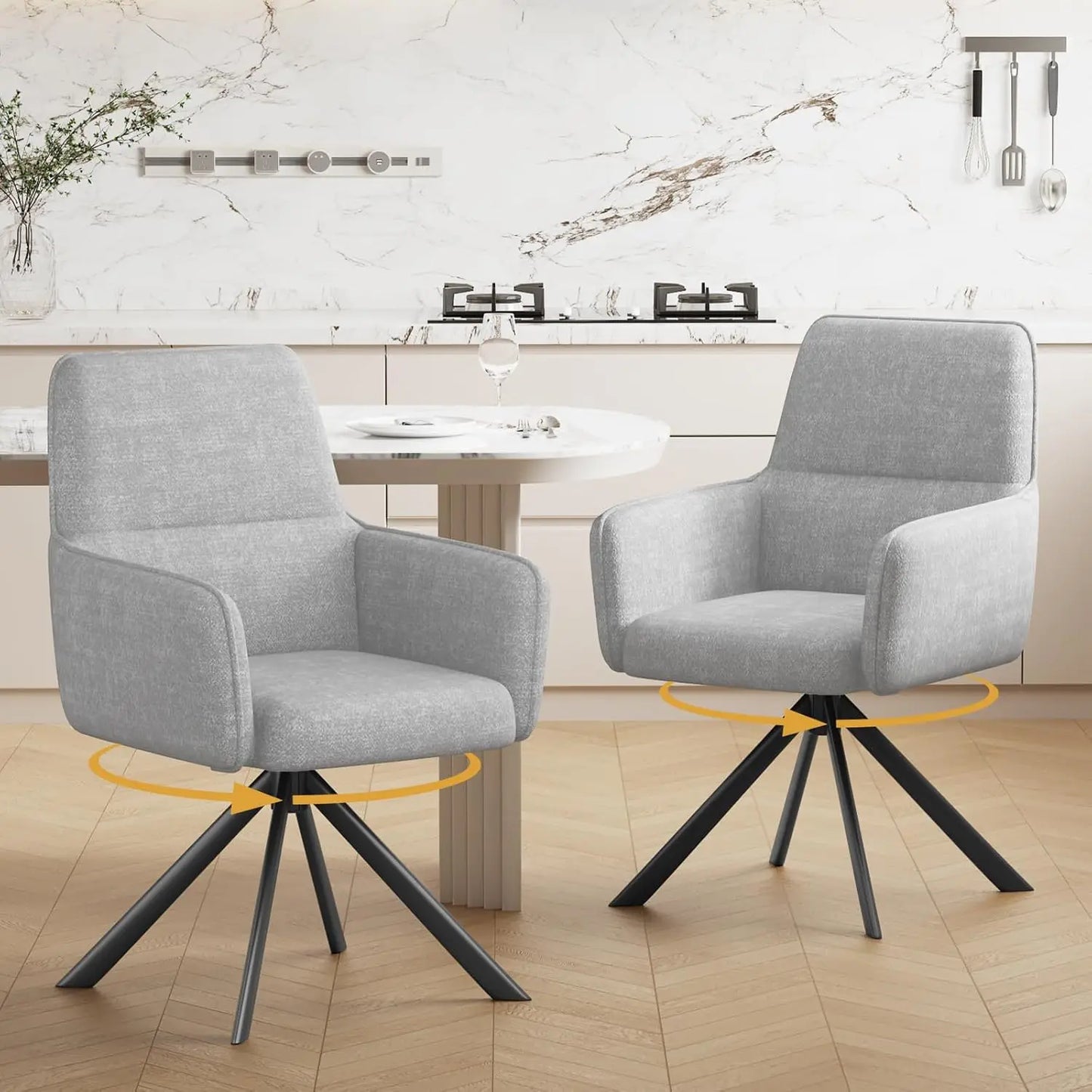 Swivel Dining Chairs Set of 2, Upholstered Dining Room Chairs with Thicken Cushion, 360°Swivel Dining Chairs with, Customized