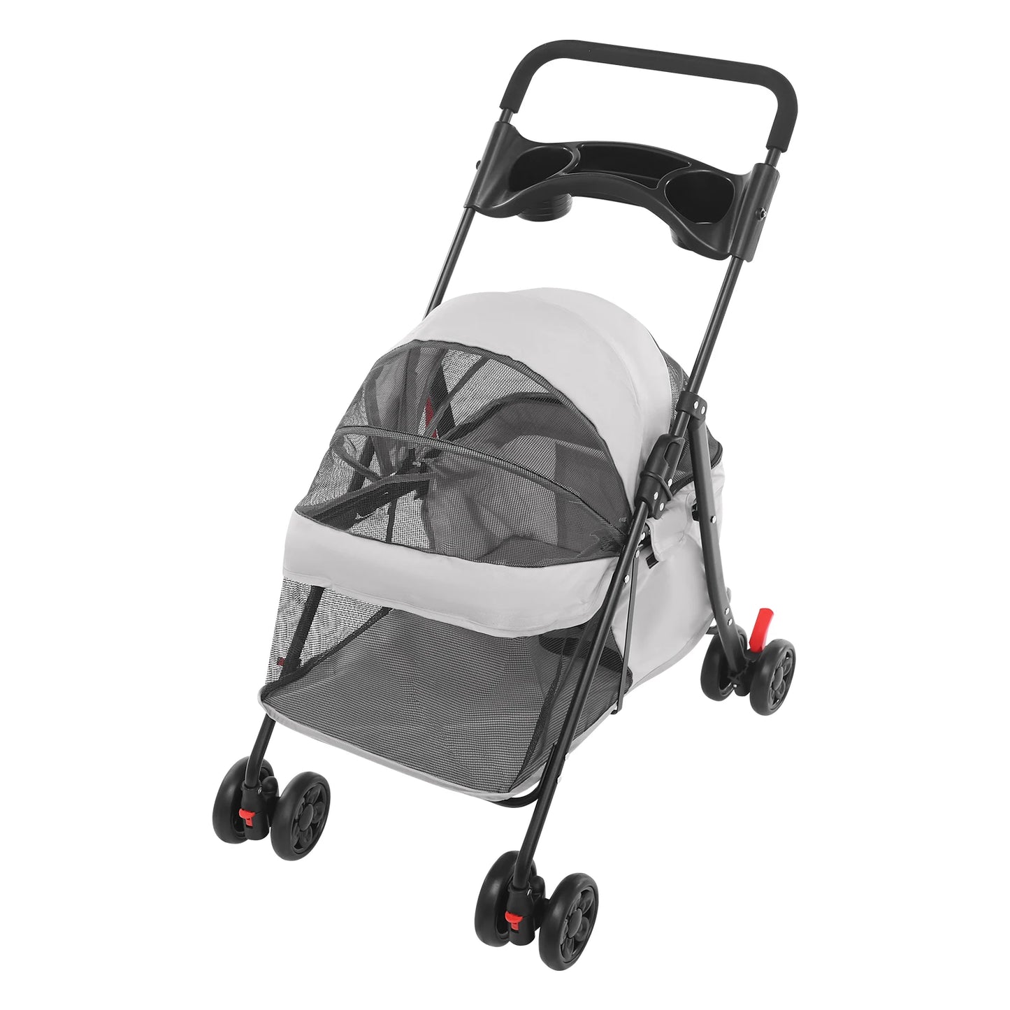 Foldable Pet Stroller Dogs Travel Cart Cats Wheelcart 69*49*97cm Lightweight for Small to Medium-sized Dog and Cat 4.54-18.14kg