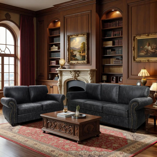 Living Room Furniture Sets,Sofa Sets and Couch Sets for Living Room,Mid-Century Vintage Sofa Couches with Rivet, Customized