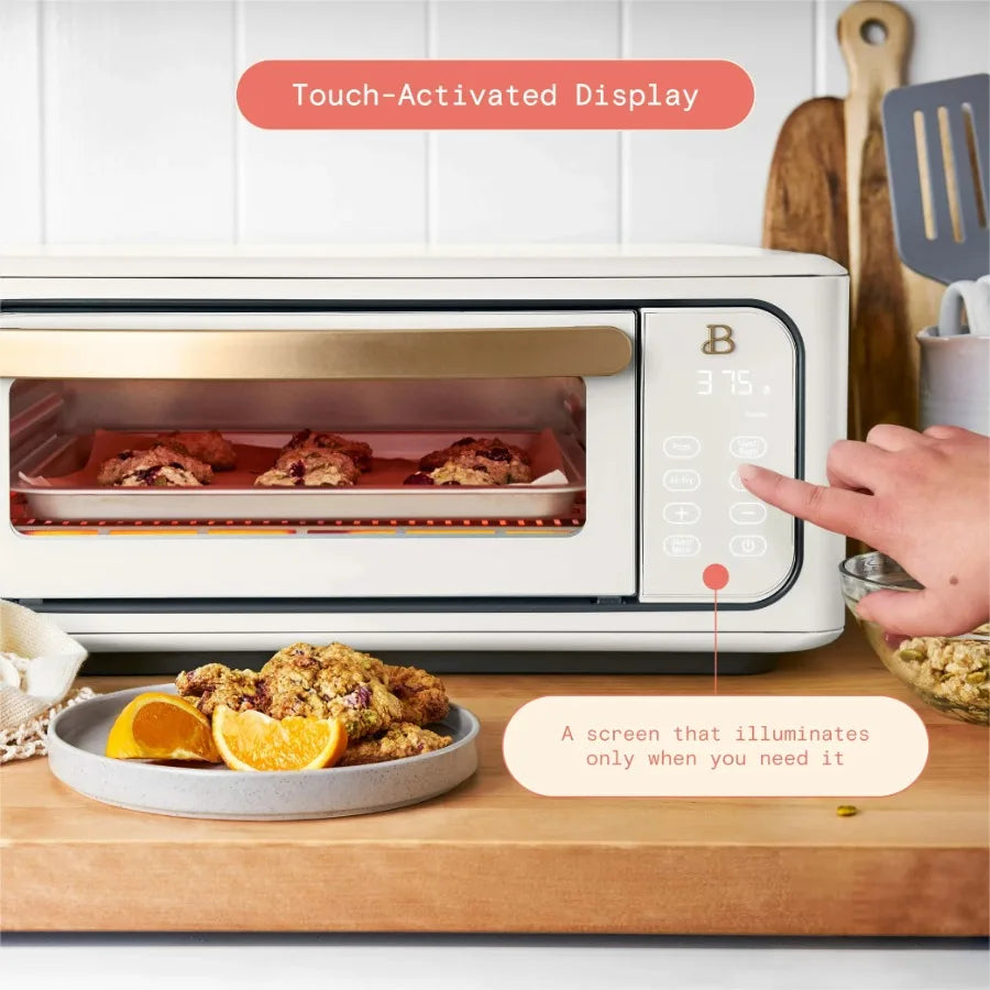 Beautiful Infrared Air Fry Toaster Oven, 9-Slice, 1800 W, White Icing by Drew Barrymore