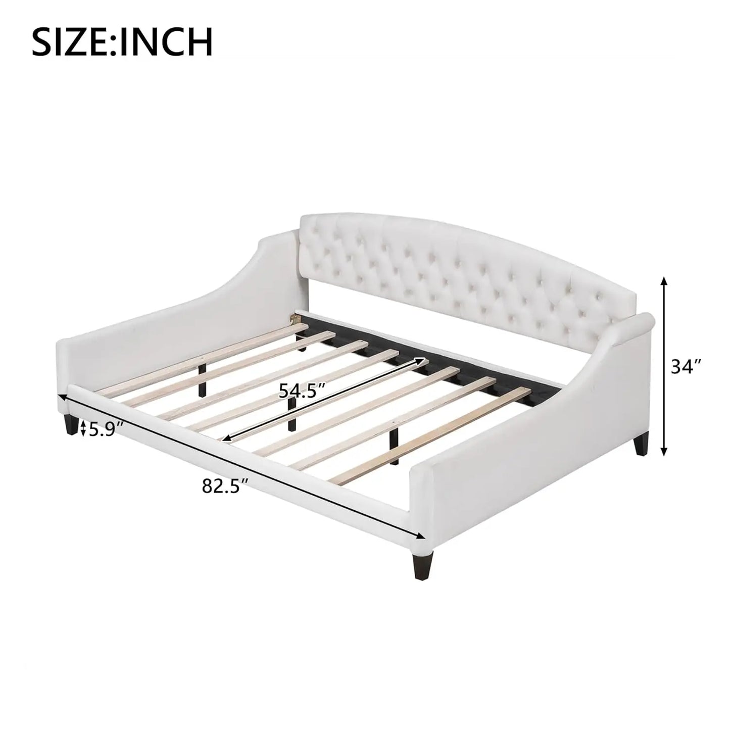 Full Size Daybed, Modern Luxury Tufted Button Upholstered Full Sofa Bed for Bedroom Living Room, Beige, Customized
