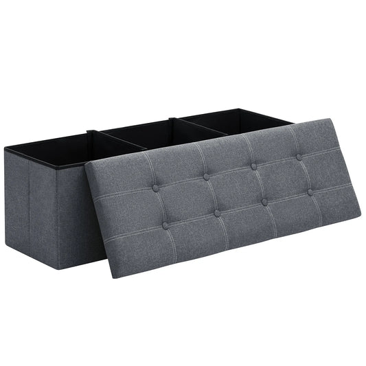 Foldable Stool Ottoman Storage Bench Chest Seat Organizer Box Multifunctional Home Furniture for Living Room
