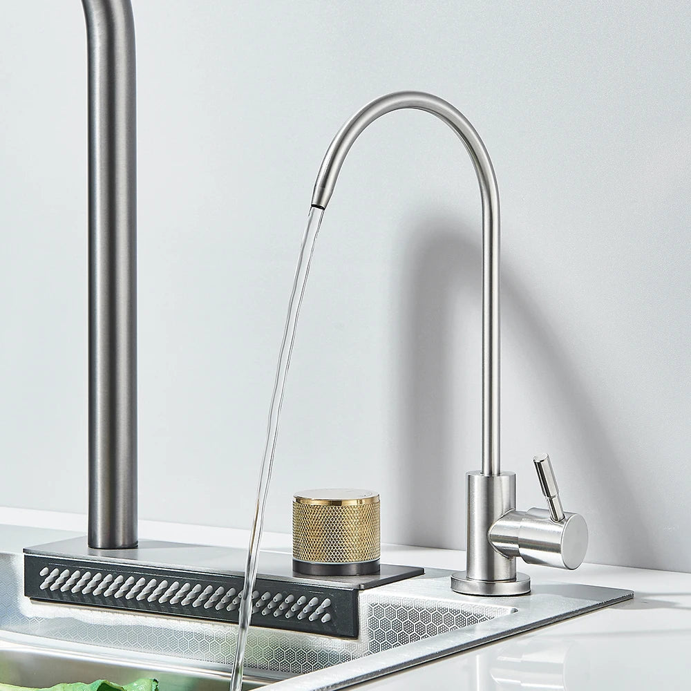 Brushed Nickel Stainless Steel Kitchen Sinks Recessed Sinks Kitchen Taps Sinks with Drains Kitchen Faucet Sink Sets