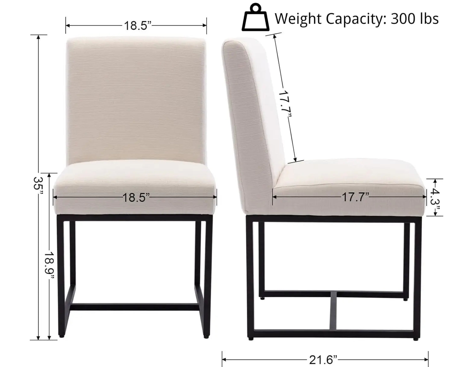 Upholstered Modern Dining Chairs Set of 2 Linen Mid Century Dining Room Chairs Armless Side Chair Comfy Kitchen, Customized