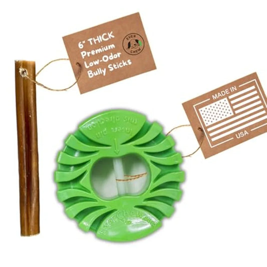 Bully Stick Holders Premium All-Natural Bully Stick Starter Packs for Dogs 16 to 39+ lbs Made in USA SafetyChew+ 1 Thick 6 Stic