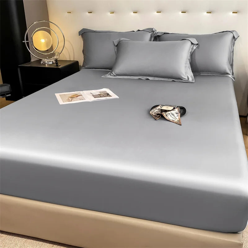Natural Mulberry Silk Fitted Sheet  Mattress Cover Queen King Size Customized Size Luxury High-End Silk Bedding Sheets