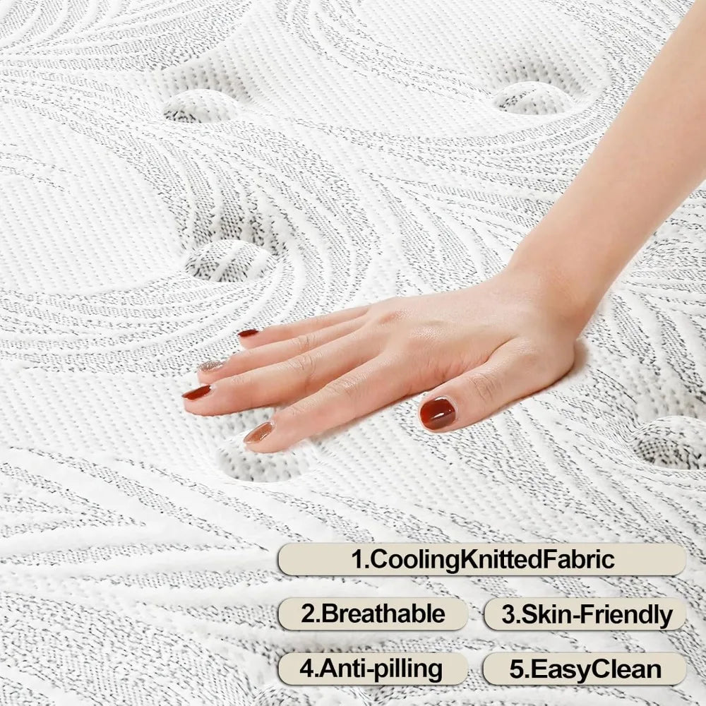 12 Inch Medium Firm Gel Infused Memory Foam and Pocket Spring Hybrid Mattresses Cool Sleep Relieving Pressure Relief.Customized
