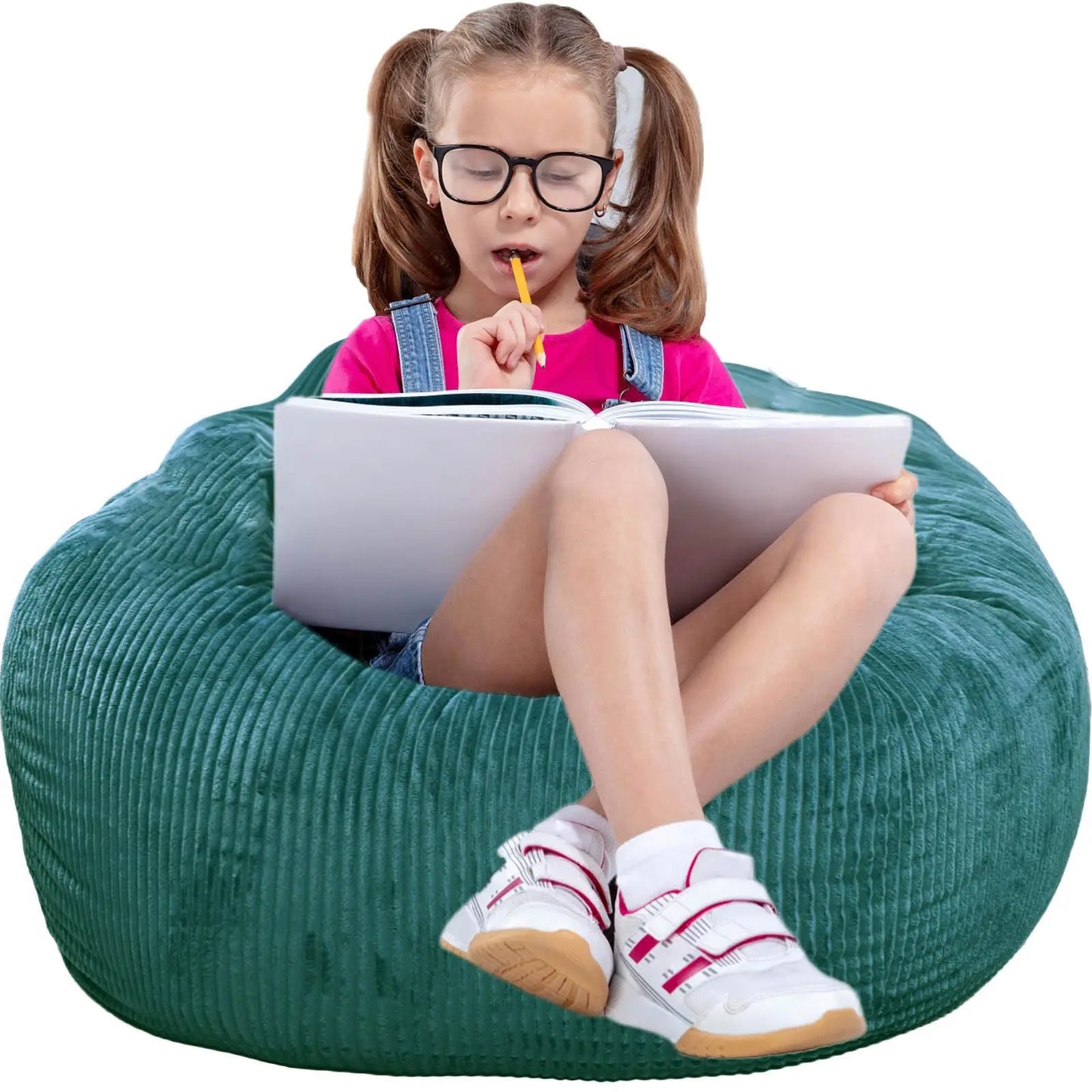 Classic Bean Bag Chair, with Faux Rabbit Fur Cover for Teens and Kids, Memory Foam Bean Bag Chairs, Ultra Soft Faux Fur Fabric,